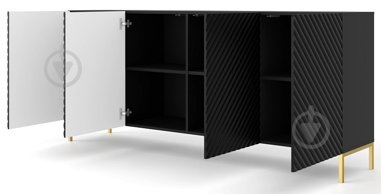 Комод BIM Furniture Surf 4д 2000x870x420 мм золотий/білий матовий (SURF_CABINET_200_4D_BLACK_MAT) - фото 2 Комод BIM Furniture Surf 4д 2000x870x420 мм золотий/білий матовий (SURF_CABINET_200_4D_BLACK_MAT) - фото 2