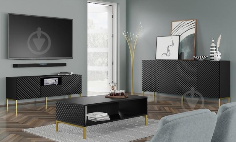 Комод BIM Furniture Surf 4д 2000x870x420 мм золотий/білий матовий (SURF_CABINET_200_4D_BLACK_MAT) - фото 5 Комод BIM Furniture Surf 4д 2000x870x420 мм золотий/білий матовий (SURF_CABINET_200_4D_BLACK_MAT) - фото 5