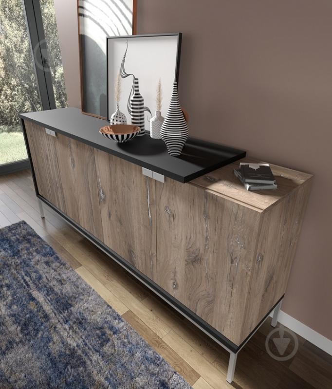 Комод BIM Furniture Toledo 1900x870x420 мм чорний матовий/дуб флагстафф (TOLEDO_CABINET_190_4D_FLAGSTAF) - фото 4 Комод BIM Furniture Toledo 1900x870x420 мм чорний матовий/дуб флагстафф (TOLEDO_CABINET_190_4D_FLAGSTAF) - фото 4