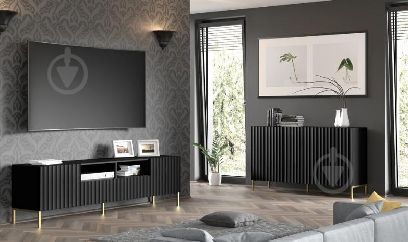 Комод BIM Furniture Wave 3д 1500x870x420 мм чорний/чорний матовий (WAVE_CABINET_150_3D_BLACK_MAT_) - фото 4 Комод BIM Furniture Wave 3д 1500x870x420 мм чорний/чорний матовий (WAVE_CABINET_150_3D_BLACK_MAT_) - фото 4