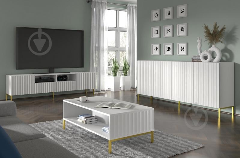 Комод BIM Furniture Wave 4д 2000x870x420 мм золотий/білий матовий (WAVE_CABINET_200_4D_WHITE_MAT) - фото 4 Комод BIM Furniture Wave 4д 2000x870x420 мм золотий/білий матовий (WAVE_CABINET_200_4D_WHITE_MAT) - фото 4
