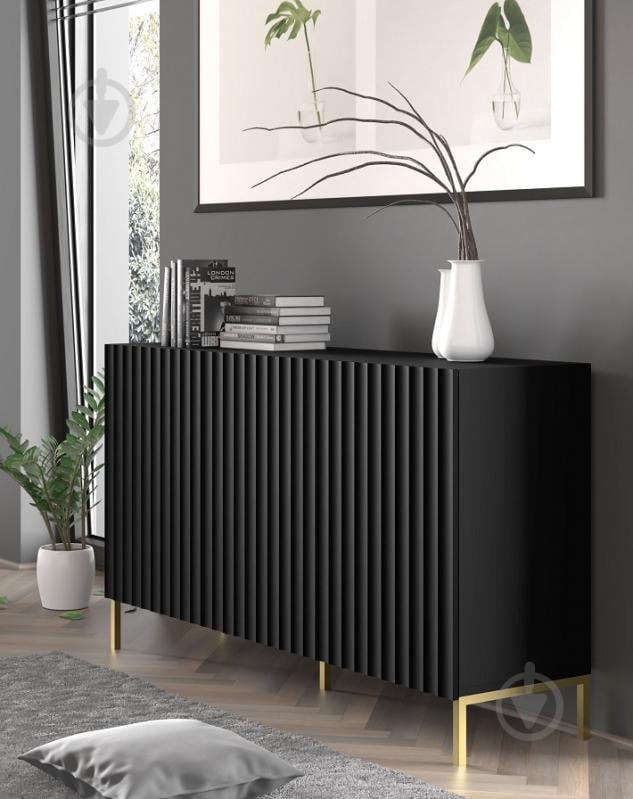 Комод BIM Furniture Wave 3д 1500x870x420 мм золотой/черный матовый (WAVE_CABINET_150_3D_BLACK_MAT) - фото 3