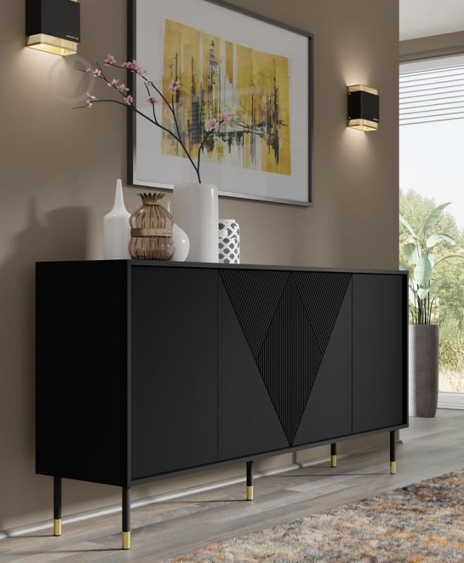 Комод BIM Furniture Woody 4д 1800x880x400 мм золотий/чорний матовий (WOODY_CABINET_4D_180_BLACK_MAT) - фото 3 Комод BIM Furniture Woody 4д 1800x880x400 мм золотий/чорний матовий (WOODY_CABINET_4D_180_BLACK_MAT) - фото 3