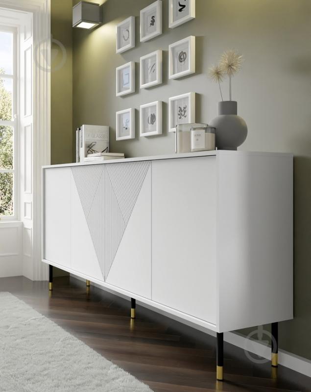 Комод BIM Furniture Woody 4д 1800x880x400 мм золотий/білий матовий (WOODY_CABINET_4D_180_WHITE_MAT) - фото 4 Комод BIM Furniture Woody 4д 1800x880x400 мм золотий/білий матовий (WOODY_CABINET_4D_180_WHITE_MAT) - фото 4