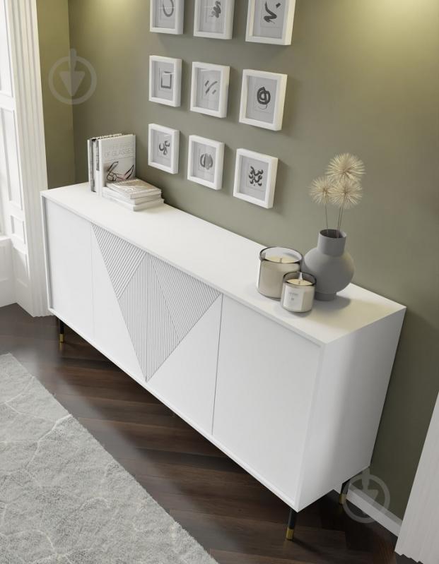 Комод BIM Furniture Woody 4д 1800x880x400 мм золотий/білий матовий (WOODY_CABINET_4D_180_WHITE_MAT) - фото 5 Комод BIM Furniture Woody 4д 1800x880x400 мм золотий/білий матовий (WOODY_CABINET_4D_180_WHITE_MAT) - фото 5