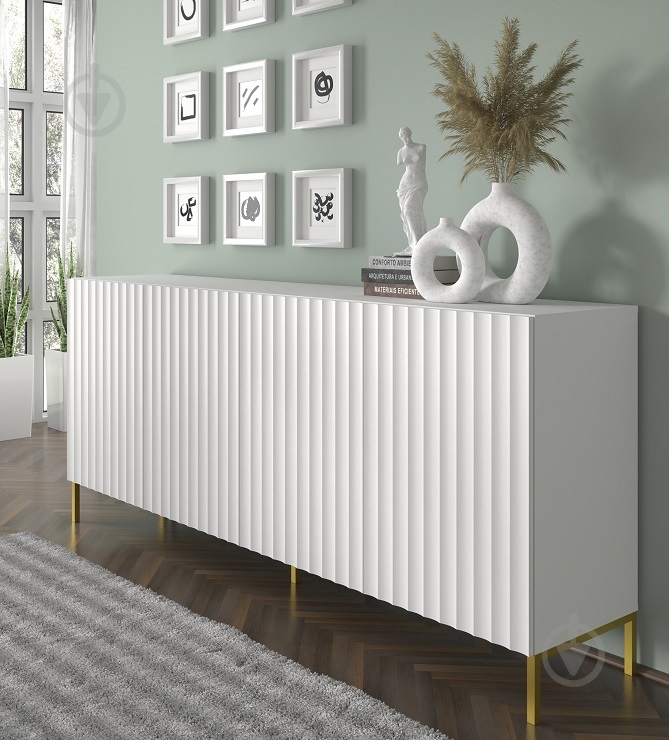 Комод BIM Furniture Wave 4д 2000x870x420 мм чорний/білий матовий (WAVE_CABINET_200_4D_WHITE_MAT_) - фото 3 Комод BIM Furniture Wave 4д 2000x870x420 мм чорний/білий матовий (WAVE_CABINET_200_4D_WHITE_MAT_) - фото 3