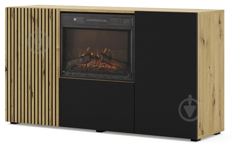 Комод BIM Furniture Auris з каміном 1488x820x420 мм дуб артізан/чорний матовий (AURIS_KOM3D_FIREPLACE_DA_CM) - фото 1 Комод BIM Furniture Auris з каміном 1488x820x420 мм дуб артізан/чорний матовий (AURIS_KOM3D_FIREPLACE_DA_CM) - фото 1