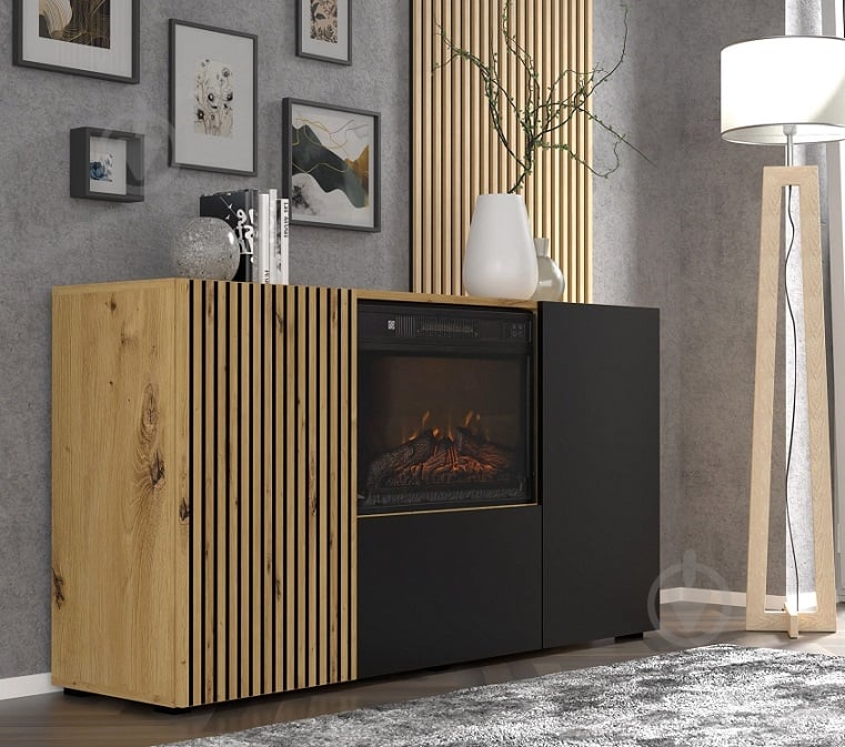 Комод BIM Furniture Auris з каміном 1488x820x420 мм дуб артізан/чорний матовий (AURIS_KOM3D_FIREPLACE_DA_CM) - фото 5 Комод BIM Furniture Auris з каміном 1488x820x420 мм дуб артізан/чорний матовий (AURIS_KOM3D_FIREPLACE_DA_CM) - фото 5