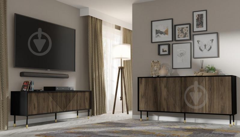 Комод BIM Furniture Woody 4д 1800x880x400 мм золотий/чорний матовий/дуб катанія (WOODY_CABINET_4D_180_BLACK_MAT) - фото 5 Комод BIM Furniture Woody 4д 1800x880x400 мм золотий/чорний матовий/дуб катанія (WOODY_CABINET_4D_180_BLACK_MAT) - фото 5
