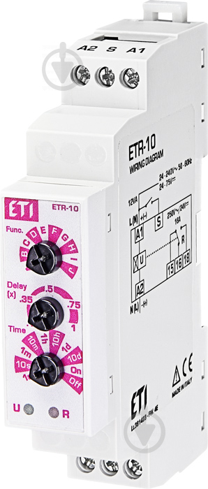 Многофункциональное реле времени ETI ETR-10 24-240V AC/24-75V DC (1x16A_AC1) - фото 1