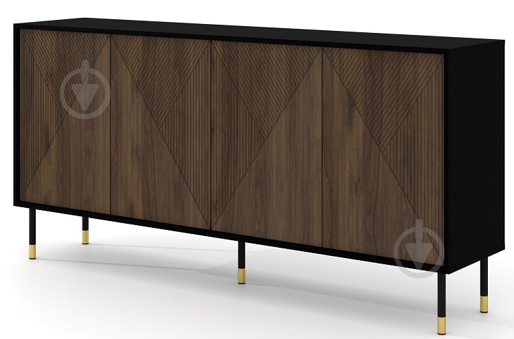 Комод BIM Furniture Woody IV 4д 1800x890x400 мм золотий/чорний матовий/дуб катанія (WOODY_IV_CABINET_4D_180_BLACK_) - фото 1