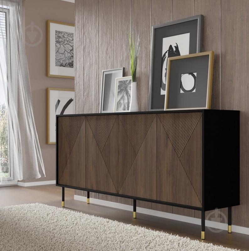 Комод BIM Furniture Woody IV 4д 1800x890x400 мм золотий/чорний матовий/дуб катанія (WOODY_IV_CABINET_4D_180_BLACK_) - фото 3