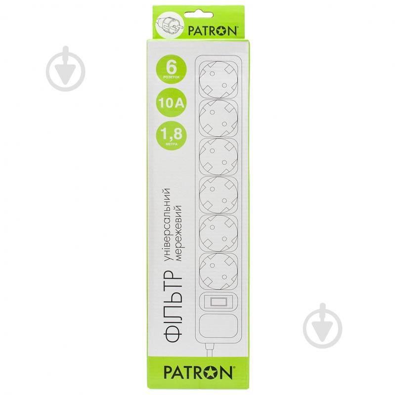 Сетевой фильтр Patron 3x1 мм2 с заземлением 6 гн. белый 1,8 м EXT-PN-SP-1062W - фото 2 Сетевой фильтр Patron 3x1 мм2 с заземлением 6 гн. белый 1,8 м EXT-PN-SP-1062W - фото 2