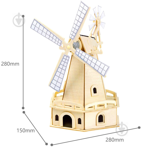Конструктор Robotime Большая мельница на солнечных батарейках W140 - фото 7