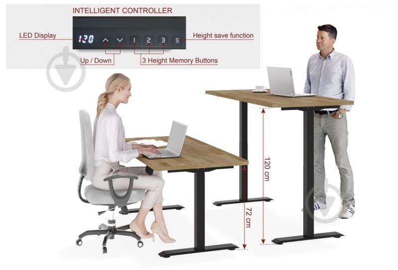 Стіл комп'ютерний BIM Furniture Natural 1600х800х720 мм чорний матовий / дуб натуральний - фото 7 Стіл комп'ютерний BIM Furniture Natural 1600х800х720 мм чорний матовий / дуб натуральний - фото 7