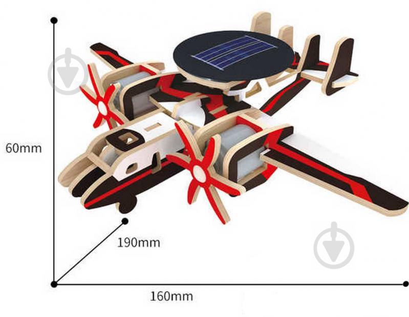 Конструктор Robotime самолет раннего предупреждения на солнечых батарейках P340S - фото 7