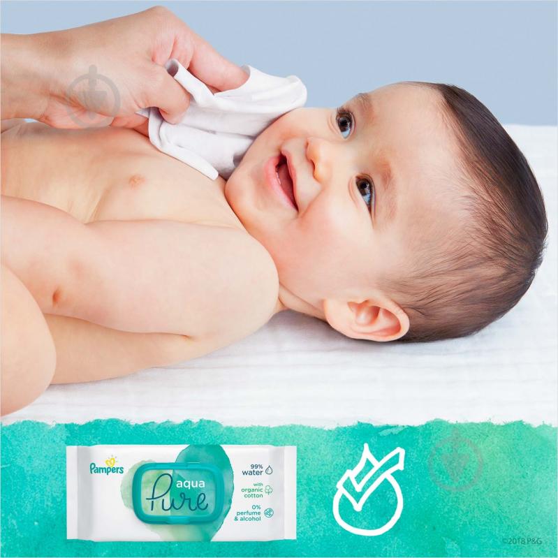 Дитячі вологі серветки Pampers Aqua Pure 48 шт. - фото 8