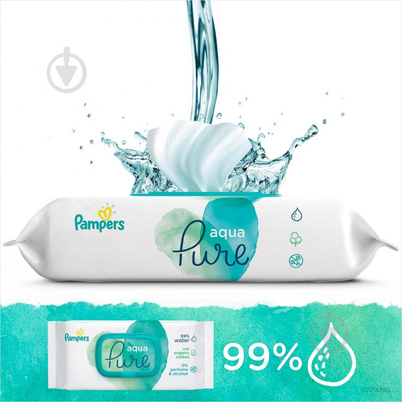 Дитячі вологі серветки Pampers Aqua Pure 48 шт. - фото 9