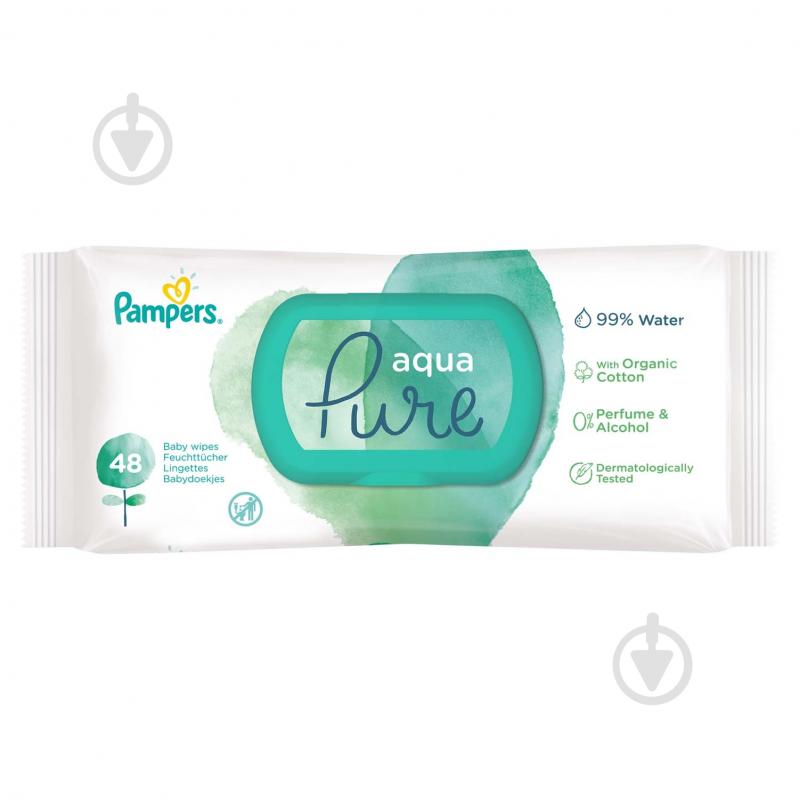 Дитячі вологі серветки Pampers Aqua Pure 48 шт. - фото 1