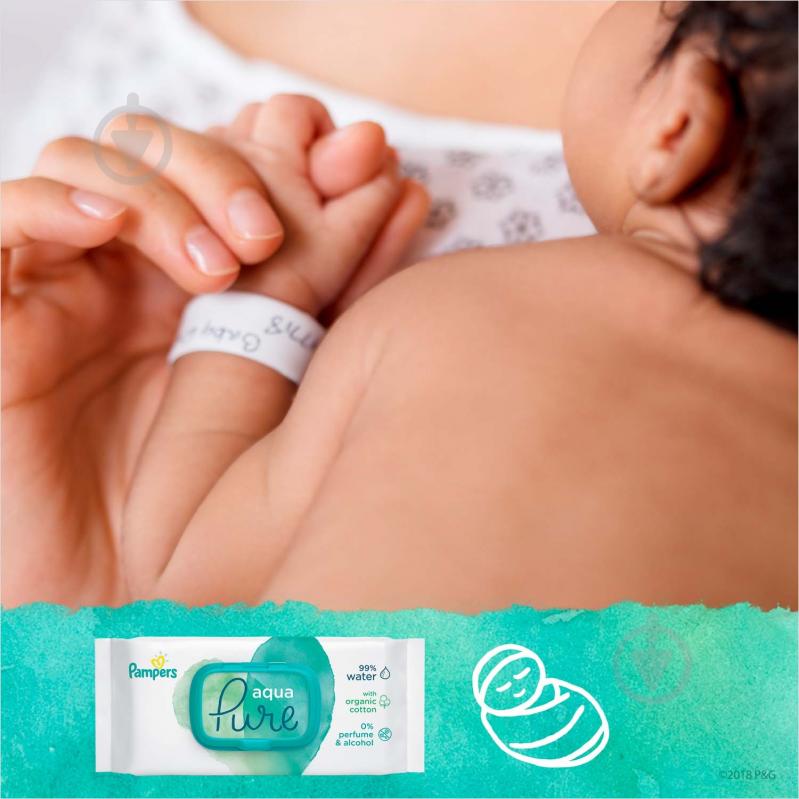 Дитячі вологі серветки Pampers Aqua Pure 48 шт. - фото 6