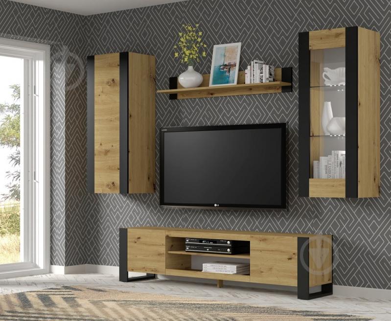 Шкафчик подвесной BIM Furniture Mondi 1250х480х400 мм черный матовый / дуб артизан / (HANGING_CABINET_MONDI_125_ARTI) - фото 4