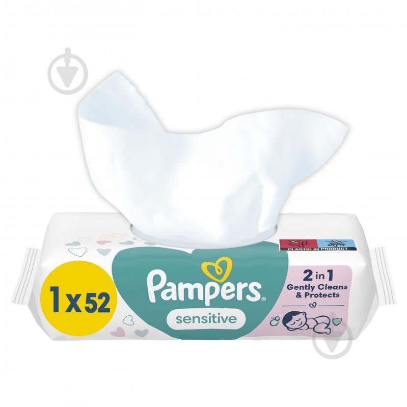 Дитячі вологі серветки Pampers Sensitive 52 шт. - фото 2