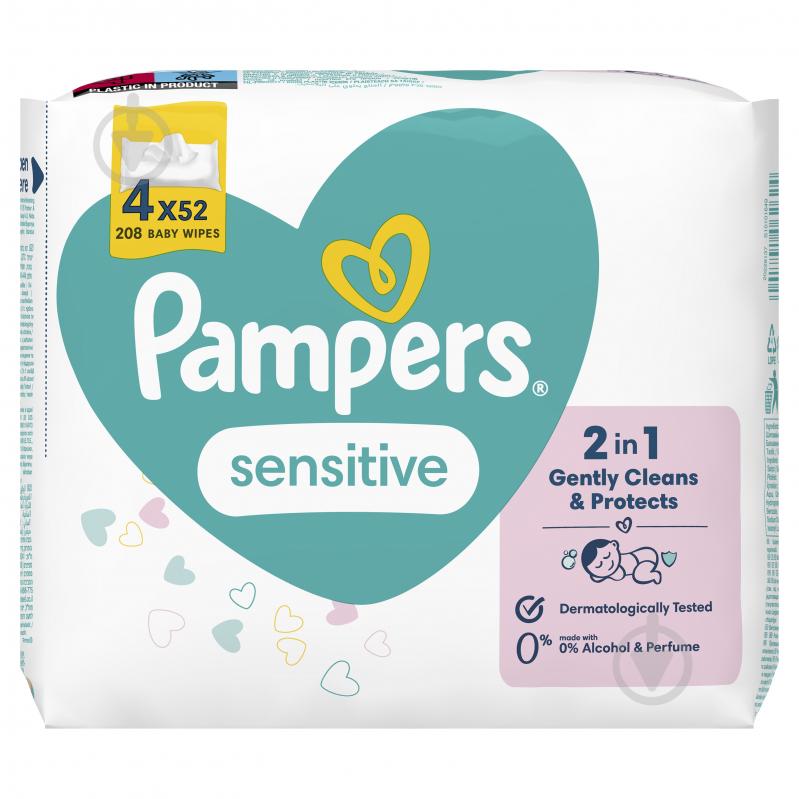 Салфетки Pampers Sensitive 4х52 шт 208 шт. - фото 2