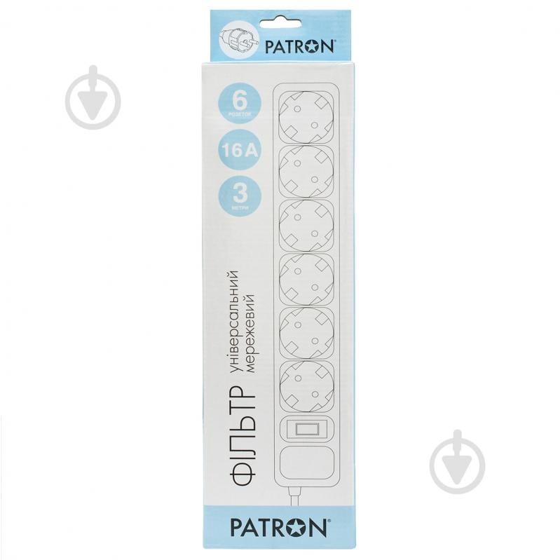 Сетевой фильтр Patron 3x1,5 мм2 (SP-1663) с заземлением 6 гн. черный 3 м EXT-PN-SP-1663 - фото 2 Сетевой фильтр Patron 3x1,5 мм2 (SP-1663) с заземлением 6 гн. черный 3 м EXT-PN-SP-1663 - фото 2
