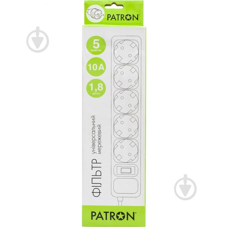 Сетевой фильтр Patron 3x1 мм2 с заземлением 5 гн. белый 1,8 м EXT-PN-SP-1052W - фото 2 Сетевой фильтр Patron 3x1 мм2 с заземлением 5 гн. белый 1,8 м EXT-PN-SP-1052W - фото 2