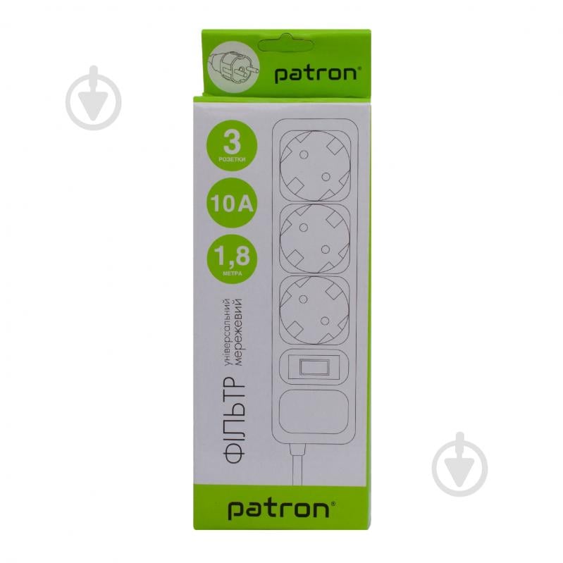 Сетевой фильтр Patron 250В 3x1 мм2 с заземлением 3 гн. серый 1,8 м EXT-PN-SP-1032-GR - фото 2