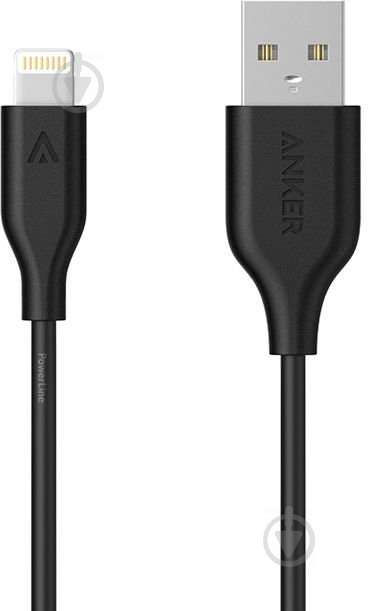 Кабель Anker Lightning – USB 2.0 0.9 м чорний (A8111H12) Powerline - фото 1