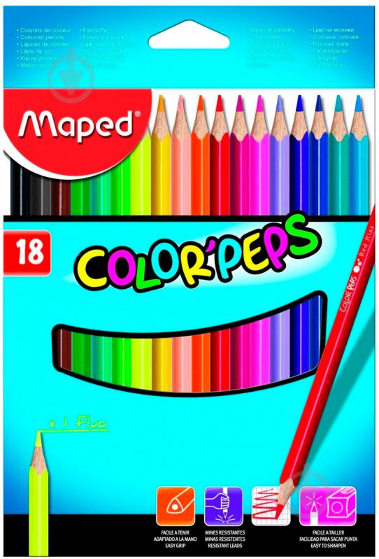 Олівці кольорові Color Peps Classic 18 кольорів Maped - фото 1