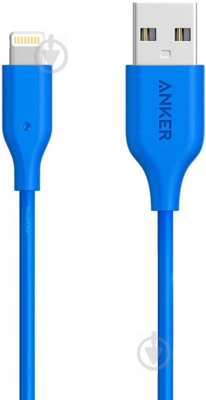 Кабель Anker Lightning – USB 2.0 0.9 м синій (A8111H31) Powerline - фото 1