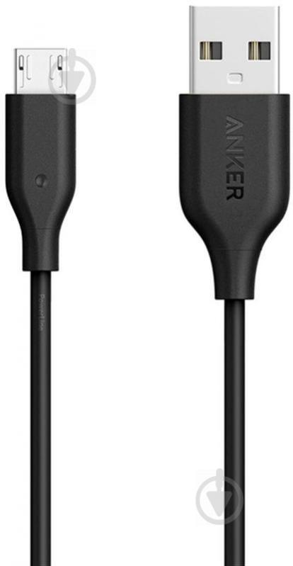 Кабель Anker USB 2.0 – microUSB 0.9 м черный (A8132H12) Powerline - фото 1