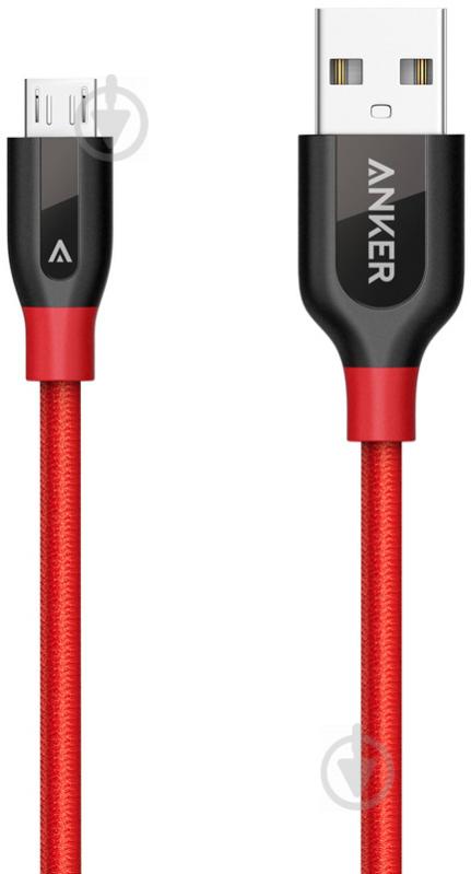 Кабель Anker USB 2.0 – microUSB 0.9 м красный (A8142H91) Powerline - фото 1