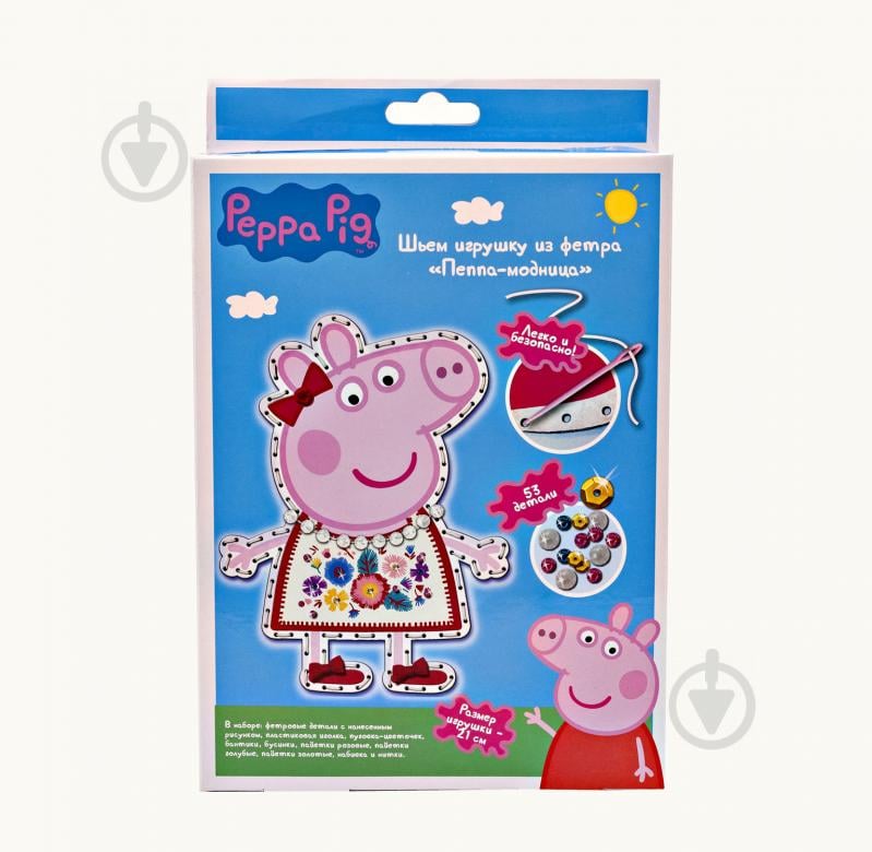 Аппликация Перо Шьем игрушку из фетра Пеппа-модницы ТМ Peppa Pig 119561 - фото 1