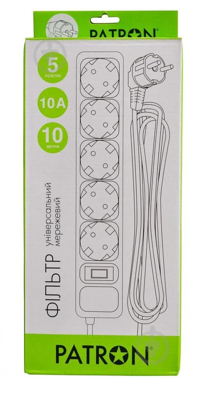 Сетевой фильтр Patron 3x1 мм2 с заземлением 5 гн. черный 10 м EXT-PN-SP-10510 - фото 2 Сетевой фильтр Patron 3x1 мм2 с заземлением 5 гн. черный 10 м EXT-PN-SP-10510 - фото 2