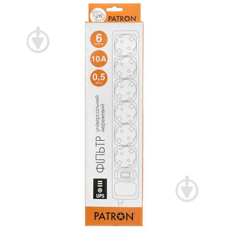Сетевой фильтр Patron для ИБП 3x1 мм2 с заземлением 6 гн. черный 0,5 м EXT-PN-SP-1062U - фото 2 Сетевой фильтр Patron для ИБП 3x1 мм2 с заземлением 6 гн. черный 0,5 м EXT-PN-SP-1062U - фото 2