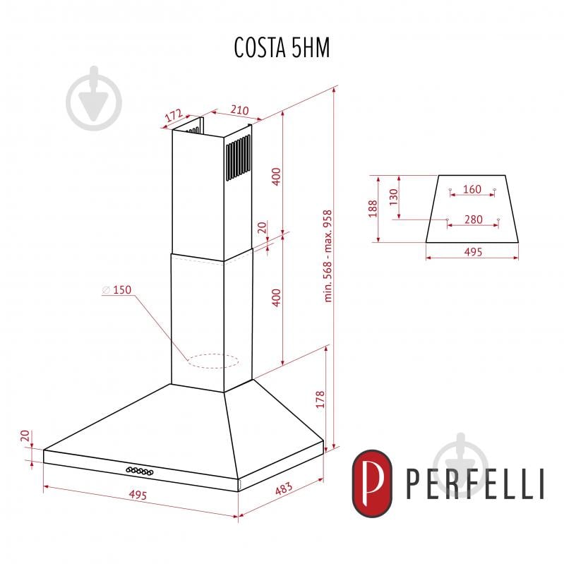 Витяжка Perfelli COSTA 5HM NERO COSTA 5HM NERO - фото 11 Витяжка Perfelli COSTA 5HM NERO COSTA 5HM NERO - фото 11