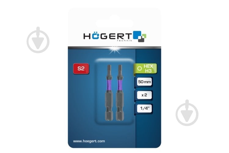 Біта ударна HOEGERT HEX3 50 мм 2 шт. HT1S175 - фото 2