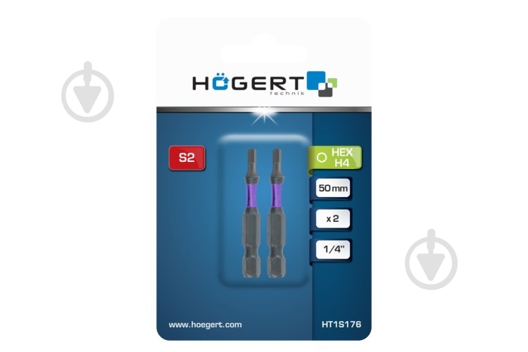 Бита ударная HOEGERT HEX4 50 мм 2 шт. HT1S176 - фото 2