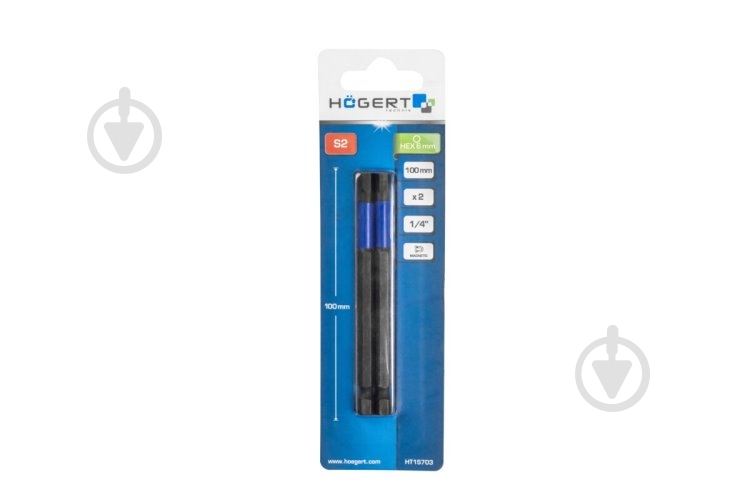 Бита ударная HOEGERT HEX6 100 мм 2 шт. HT1S703 - фото 2