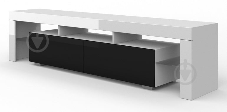 Тумба под ТВ BIM Furniture 190 2д 1900x450x350 мм белый матовый/черный глянец/черный глянец (TV190BC_LED) - фото 1