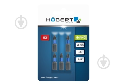 Бита ударная HOEGERT PH0 25 мм 5 шт. HT1S120 - фото 2