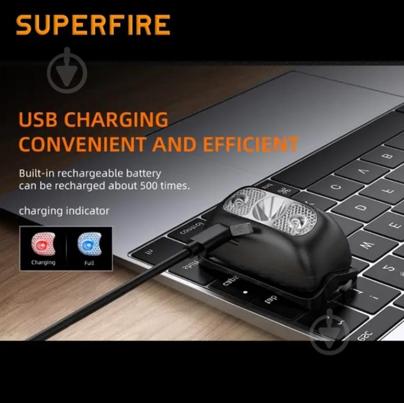 Ліхтар налобний SuperFire 120 Lm [019] Black HL05-E - фото 4