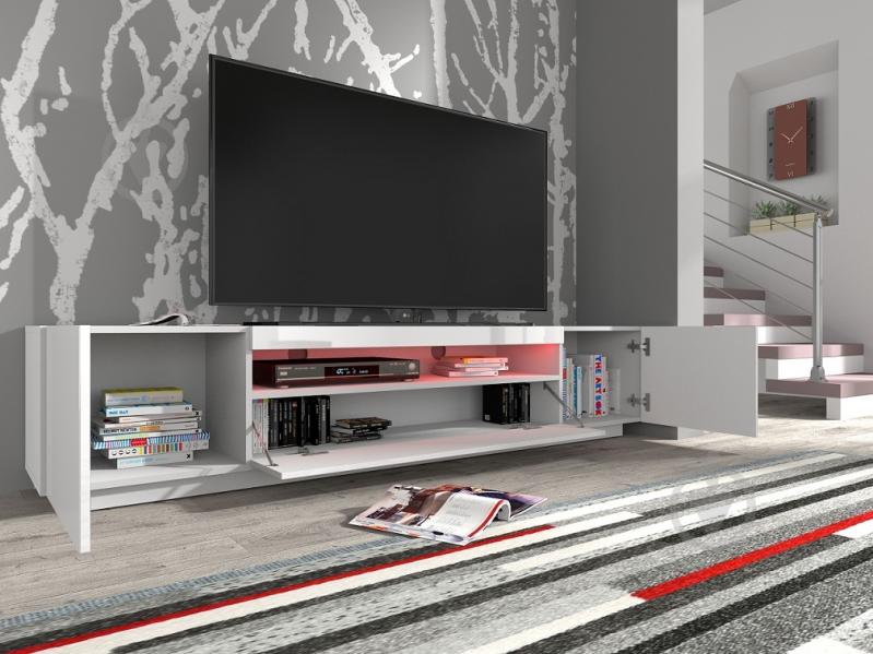 Тумба под ТВ BIM Furniture 200 3д 2000x420x370 мм белый матовый/белый глянец(TV200BB_LED) - фото 3 Тумба под ТВ BIM Furniture 200 3д 2000x420x370 мм белый матовый/белый глянец(TV200BB_LED) - фото 3