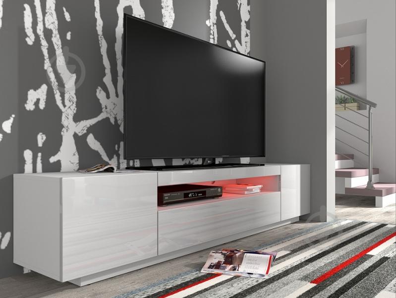 Тумба под ТВ BIM Furniture 200 3д 2000x420x370 мм белый матовый/белый глянец(TV200BB_LED) - фото 4 Тумба под ТВ BIM Furniture 200 3д 2000x420x370 мм белый матовый/белый глянец(TV200BB_LED) - фото 4