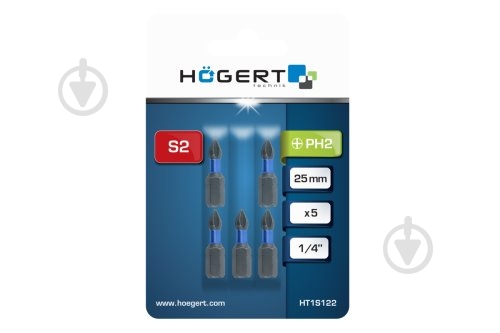 Бита ударная HOEGERT PH2 25 мм 5 шт. HT1S122 - фото 2