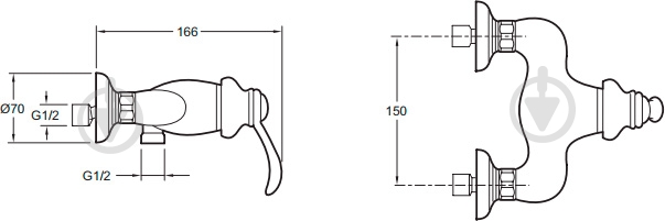 Смеситель для душа Jacob Delafon Fairfax E71095-CP - фото 2 Смеситель для душа Jacob Delafon Fairfax E71095-CP - фото 2