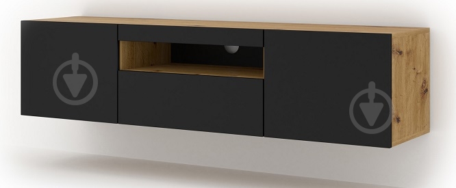 Тумба під ТВ BIM Furniture Aura 3д 1500x420x370 мм чорний матовий/дуб артізан(TV_STAND_AURA_150_ARTISAN_EICH) - фото 2
